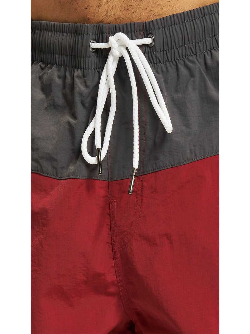 Urban Classics - Short de bain motif/style Bloc Orange corail - Kiabi