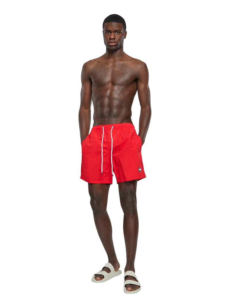 Urban Classics - Short de bain motif/style Bloc Rouge clair - Kiabi