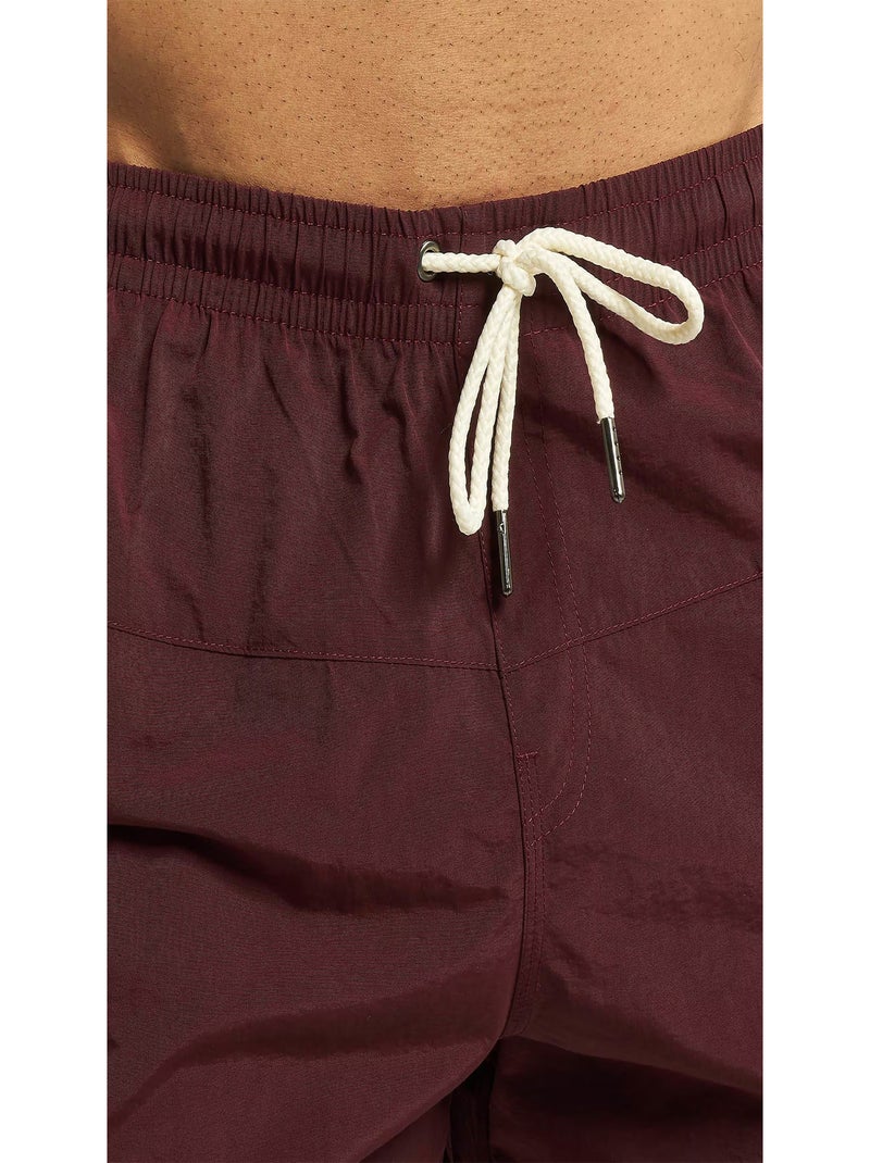 Urban Classics - Short de bain motif/style Bloc Rouge pourpre - Kiabi