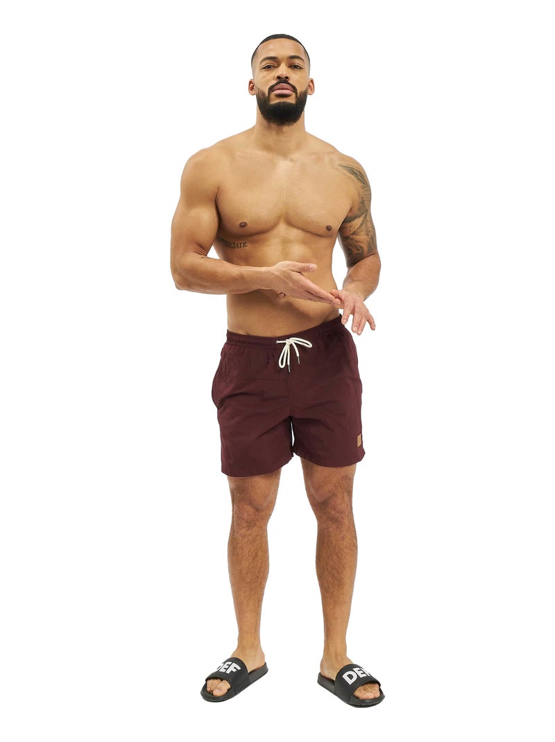Urban Classics - Short de bain motif/style Bloc Rouge pourpre - Kiabi