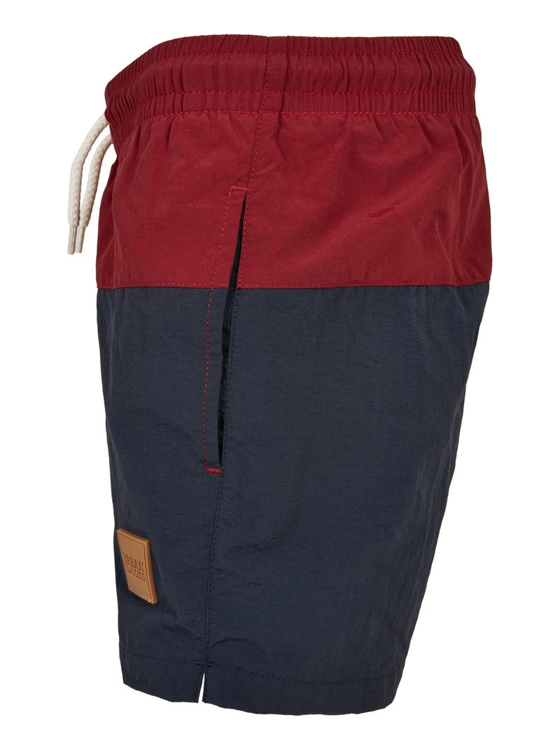 Urban Classics - Short de bain motif/style blocs de couleurs Bleu marine - Kiabi