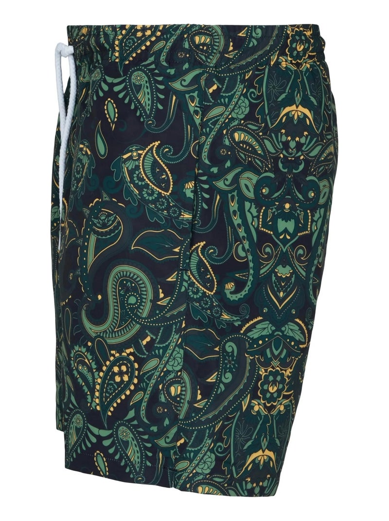 Urban Classics - Short de bain motif/style cachemire Vert - Kiabi