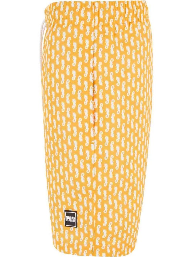 Urban Classics - Short de bain motif/style Hippocampe Jaune paille - Kiabi