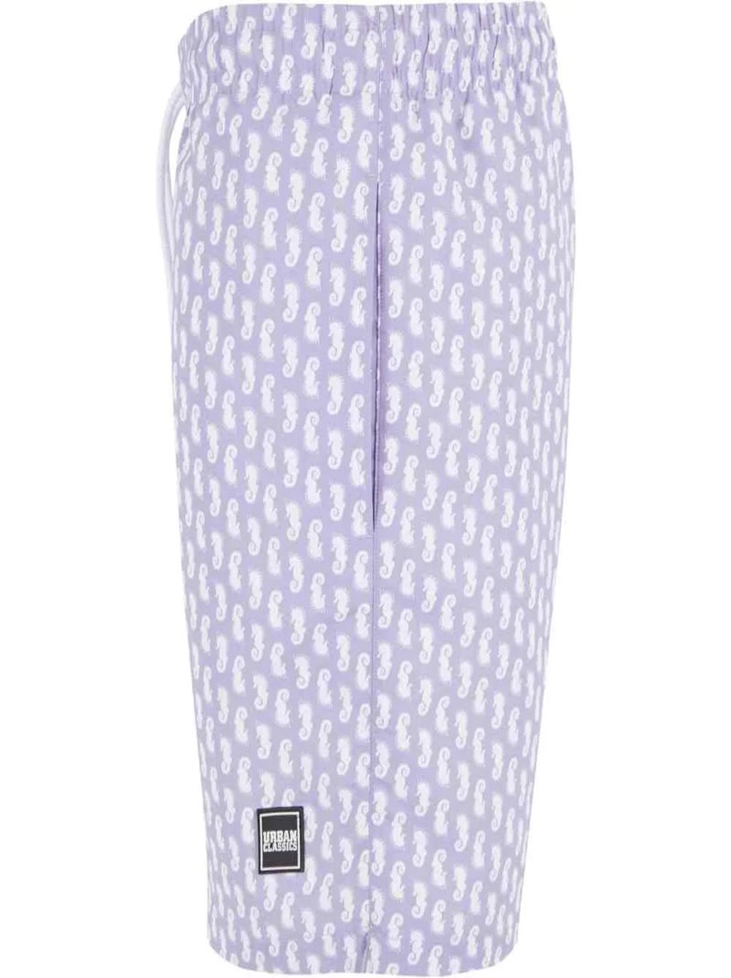 Urban Classics - Short de bain motif/style Hippocampe Violet - Kiabi
