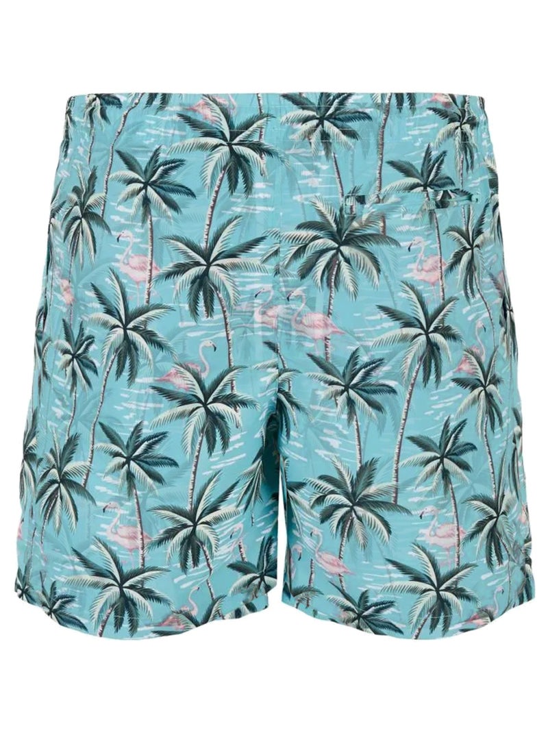 Urban Classics - Short de bain motif/style Oiseaux tropicaux Bleu Vert - Kiabi