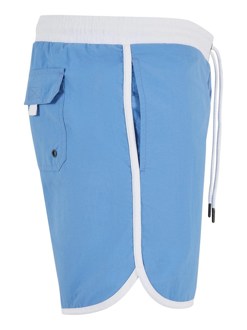 Urban Classics - Short de bain motif/style rétro Blanc Bleu - Kiabi