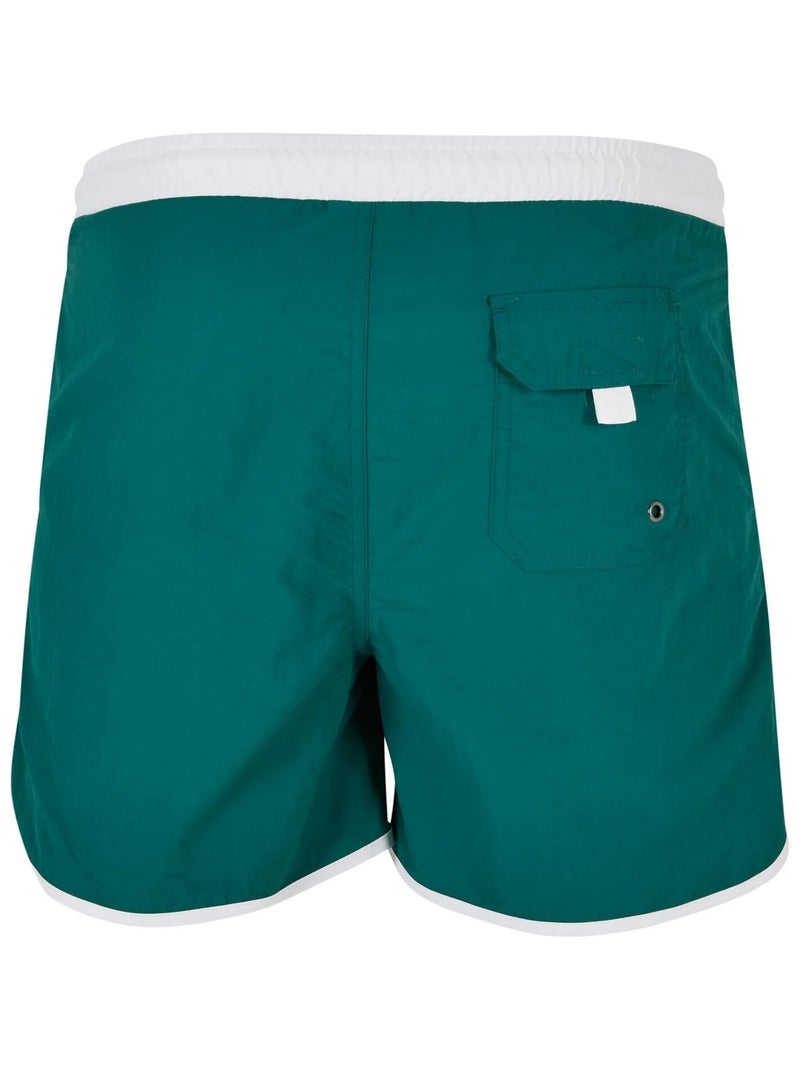Urban Classics - Short de bain motif/style rétro Blanc Vert - Kiabi