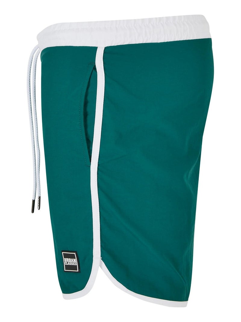 Urban Classics - Short de bain motif/style rétro Blanc Vert - Kiabi