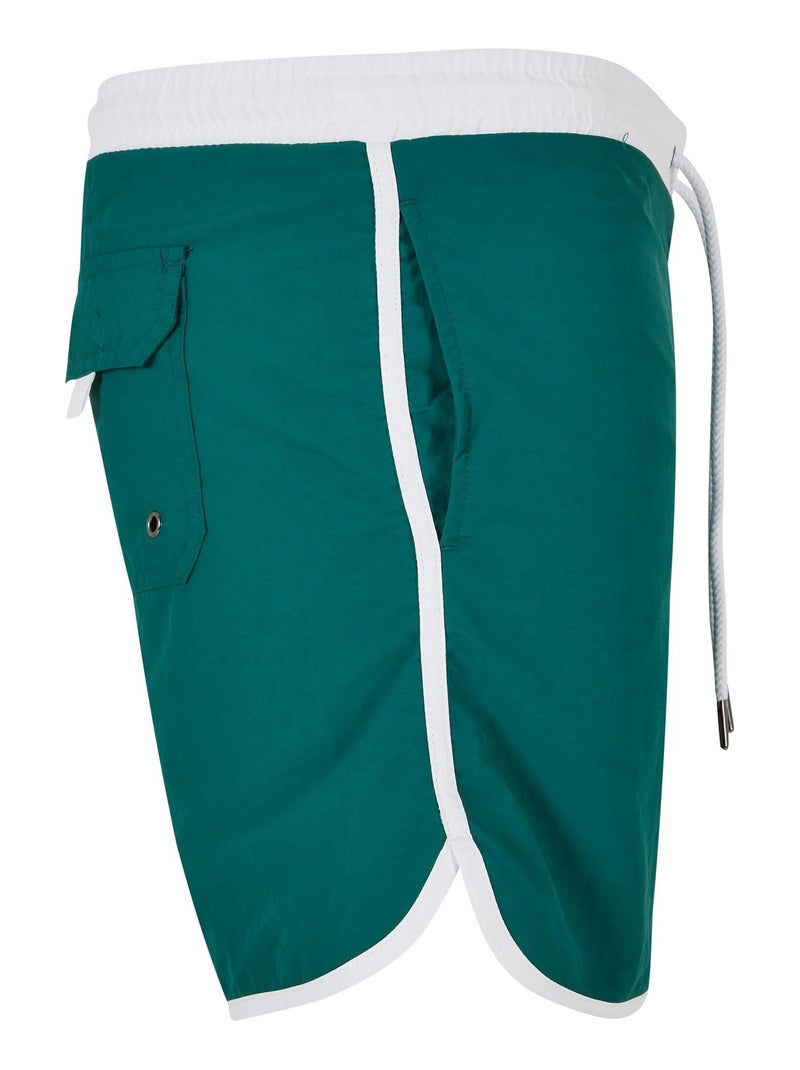 Urban Classics - Short de bain motif/style rétro Blanc Vert - Kiabi