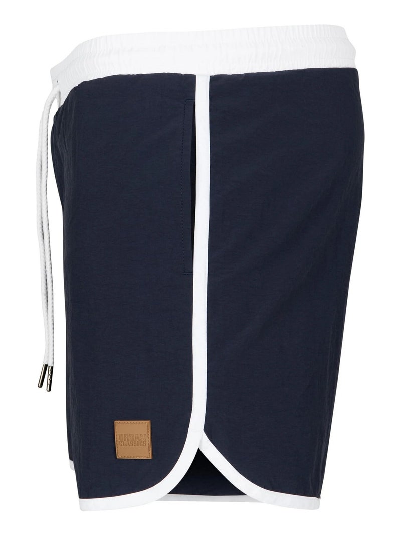 Urban Classics - Short de bain motif/style rétro Bleu Bleu marine Blanc - Kiabi