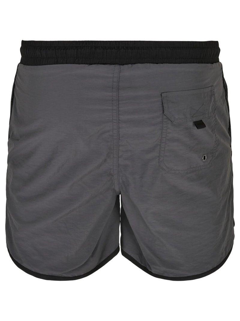 Urban Classics - Short de bain motif/style rétro Noir Gris Noir - Kiabi