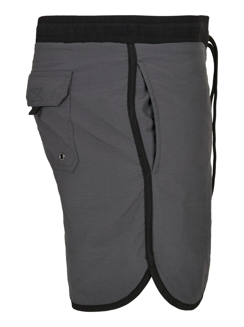 Urban Classics - Short de bain motif/style rétro Noir Gris Noir - Kiabi
