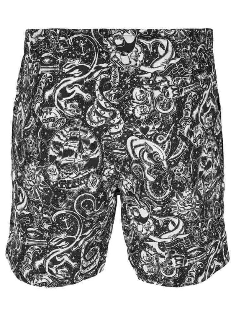 Urban Classics - Short de bain motif/style Tatouage Blanc Noir - Kiabi