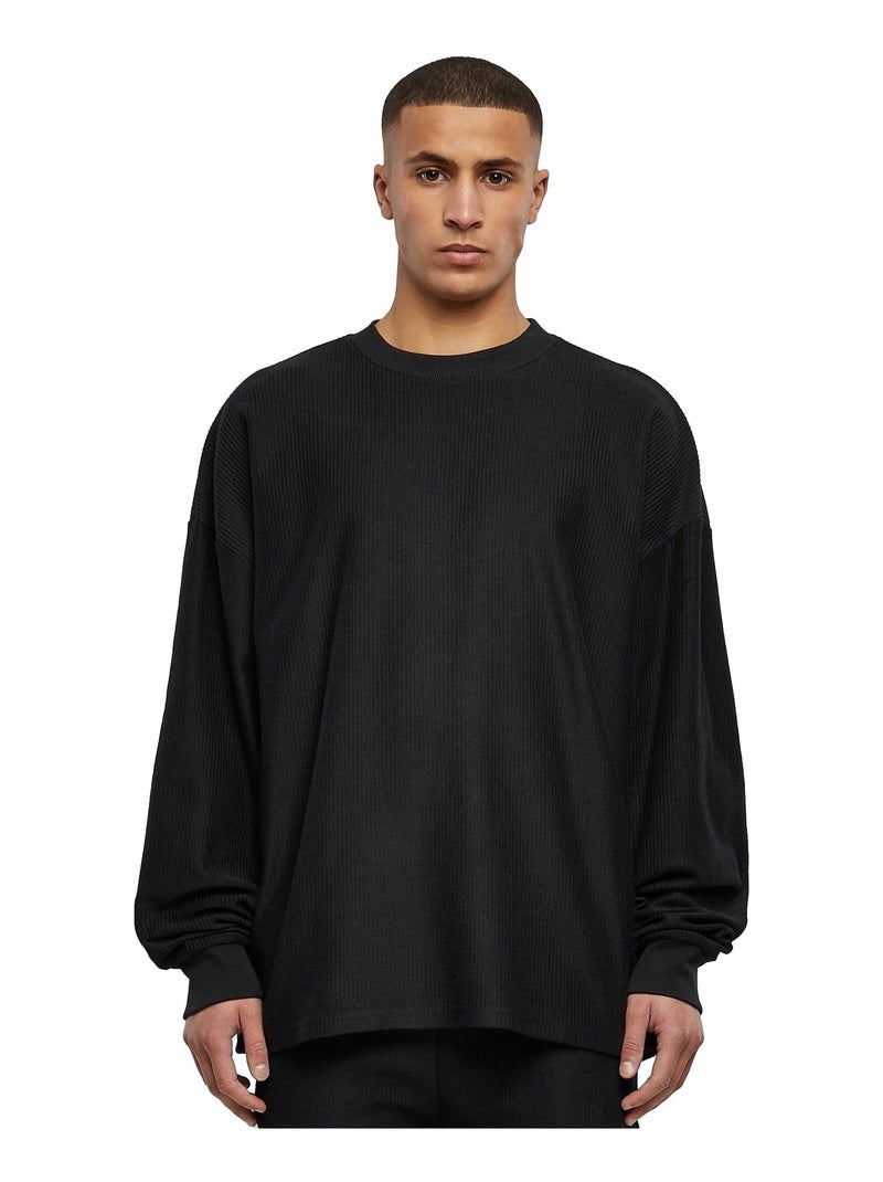 Urban Classics - Sweat motif/style Côtelé Noir - Kiabi