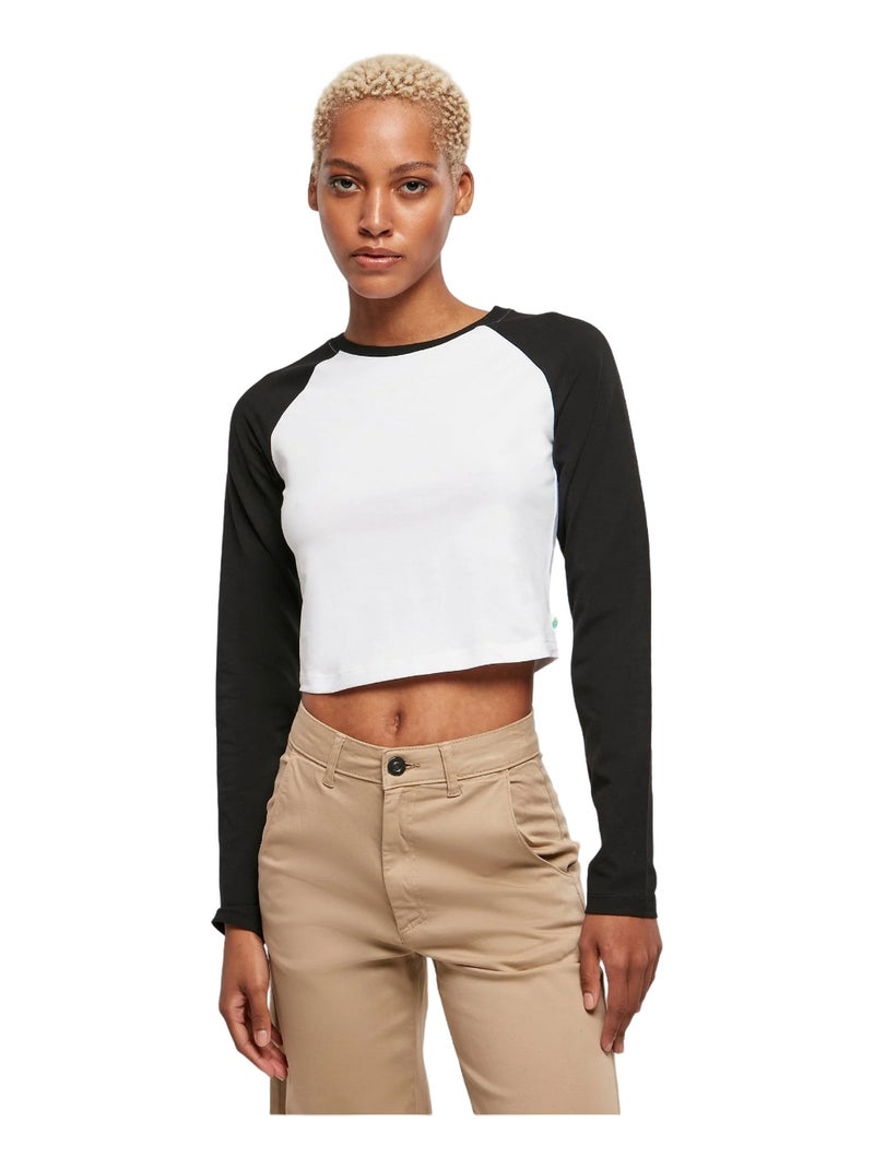 Urban Classics - T-shirt court manches longues motif/style rétro Blanc Noir - Kiabi