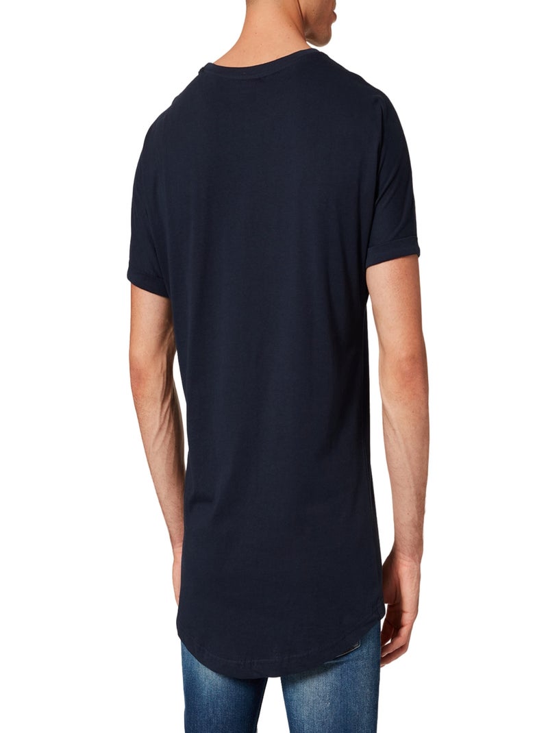 Urban Classics - T-shirt manches à revers motif/style Façonné Bleu nuit - Kiabi