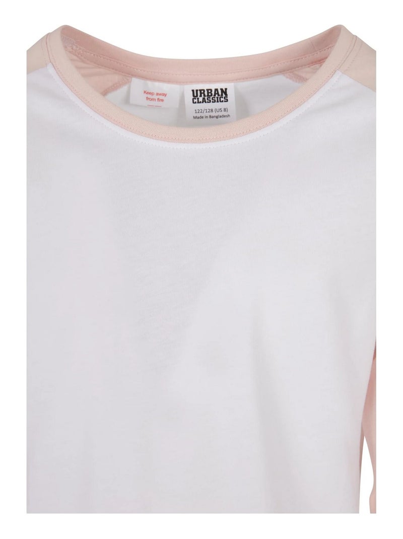 Urban Classics - T-shirt manches longues motif/style Contrasté Blanc Rose - Kiabi
