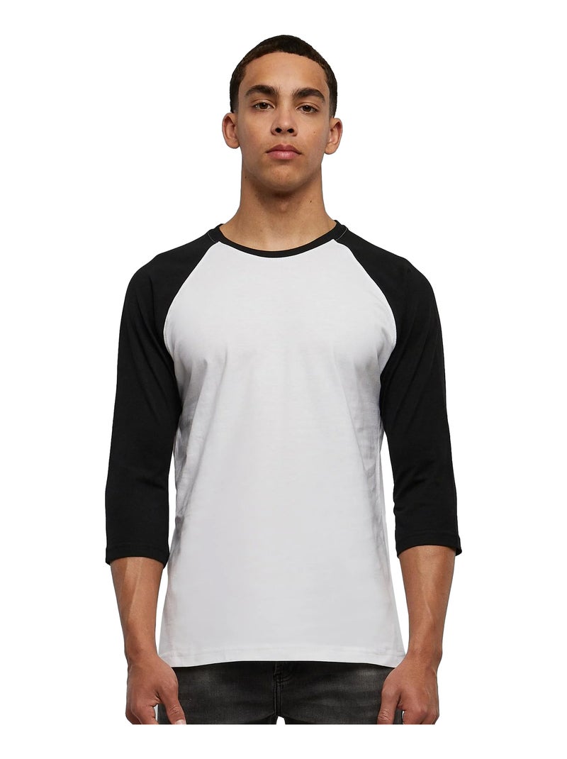 Urban Classics - T-shirt manches ¾ motif/style Contrasté Blanc Noir - Kiabi