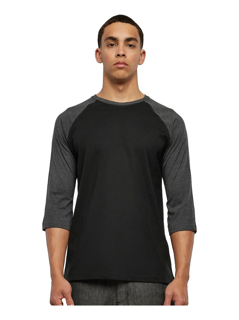 Urban Classics - T-shirt manches ¾ motif/style Contrasté Noir - Kiabi