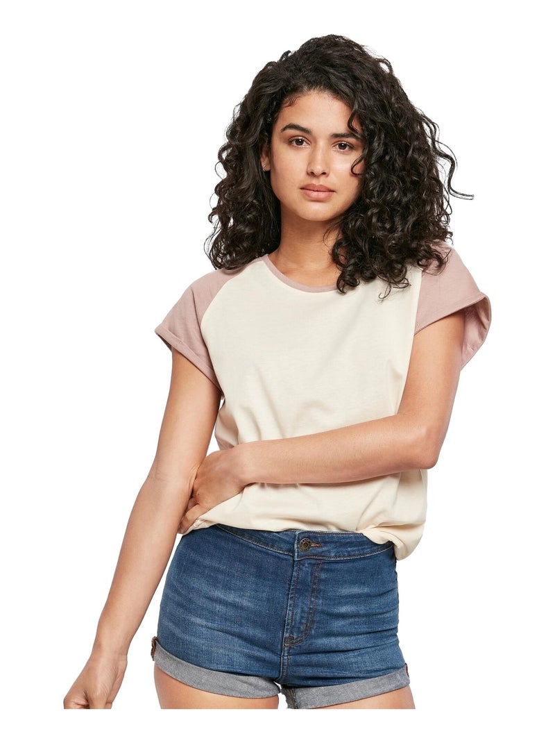 Urban Classics - T-shirt manches raglan motif/style Contrasté Blanc Beige - Kiabi