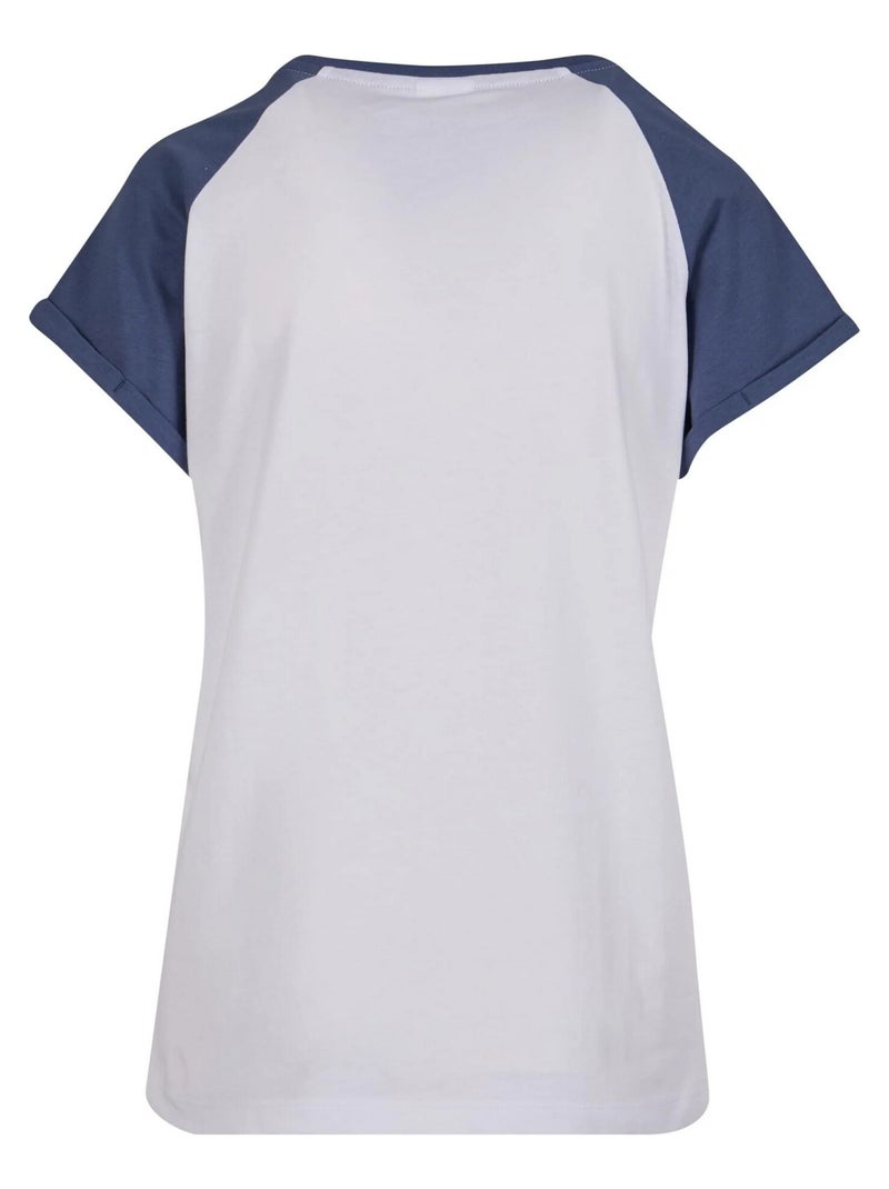 Urban Classics - T-shirt manches raglan motif/style Contrasté Blanc Bleu - Kiabi