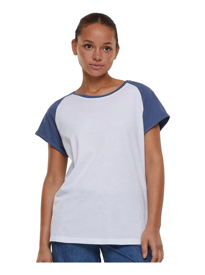 Urban Classics - T-shirt manches raglan motif/style Contrasté Blanc Bleu - Kiabi