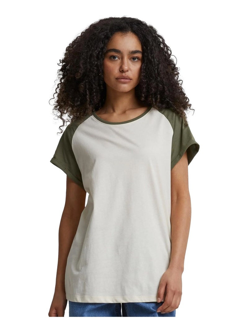 Urban Classics - T-shirt manches raglan motif/style Contrasté Blanc cassé - Kiabi