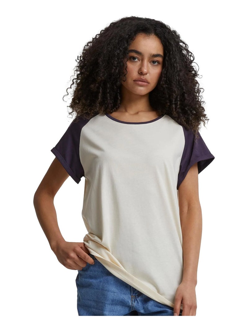 Urban Classics - T-shirt manches raglan motif/style Contrasté Blanc nacré - Kiabi