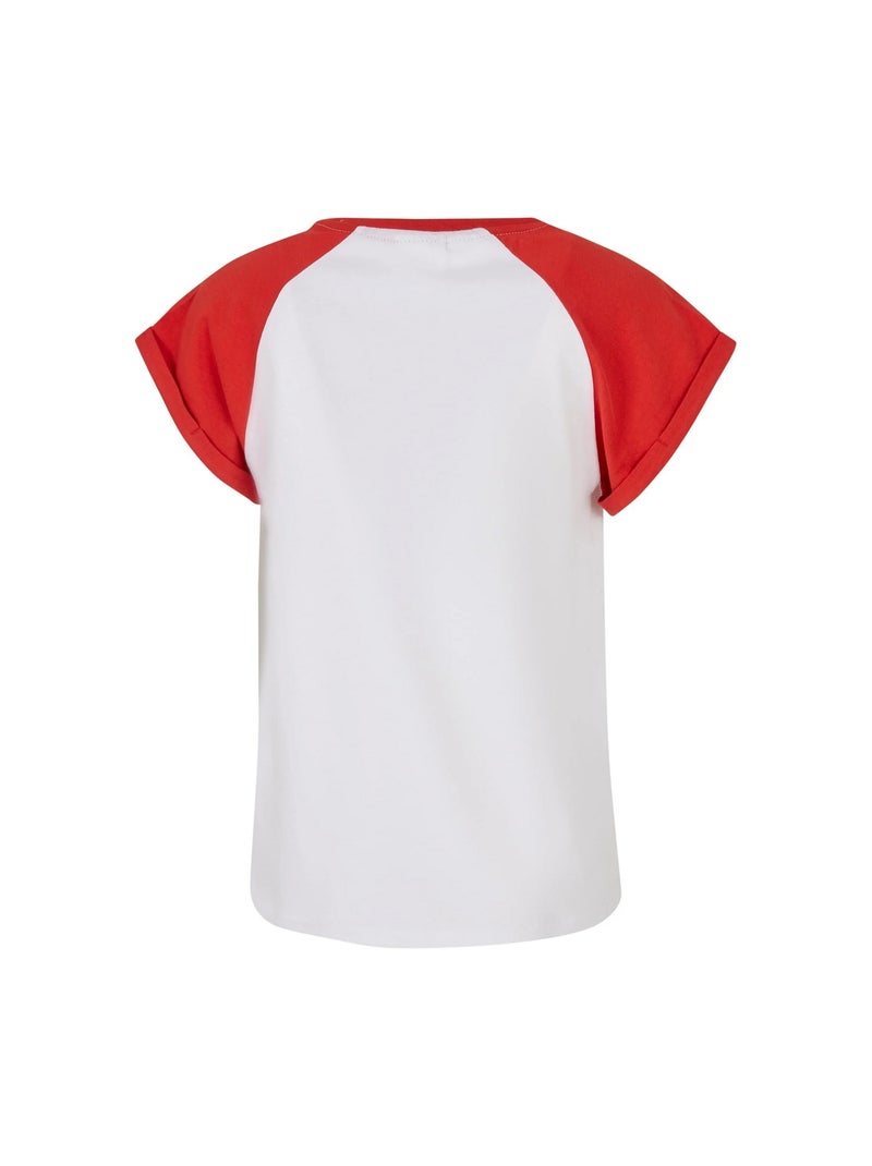 Urban Classics - T-shirt manches raglan motif/style Contrasté Blanc/Rouge - Kiabi