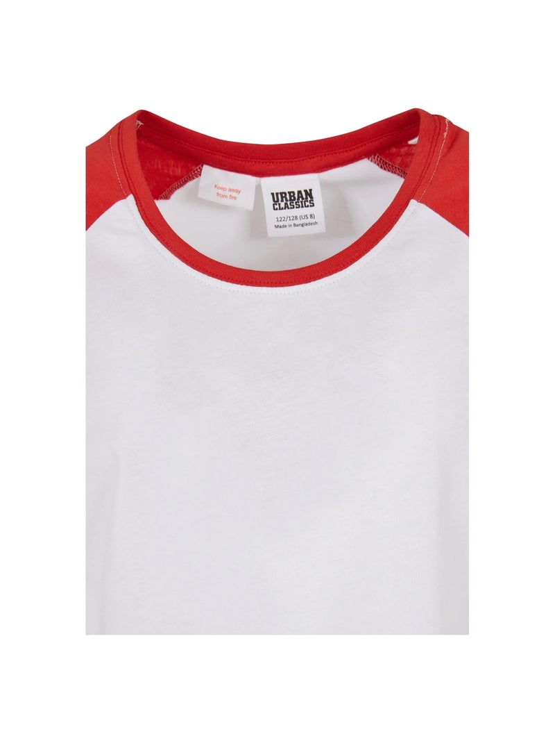Urban Classics - T-shirt manches raglan motif/style Contrasté Blanc/Rouge - Kiabi