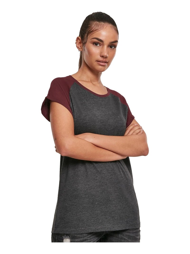 Urban Classics - T-shirt manches raglan motif/style Contrasté gris anthracite - Kiabi