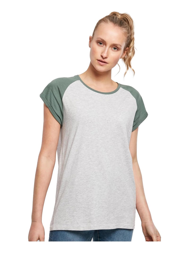 Urban Classics - T-shirt manches raglan motif/style Contrasté Gris clair - Kiabi