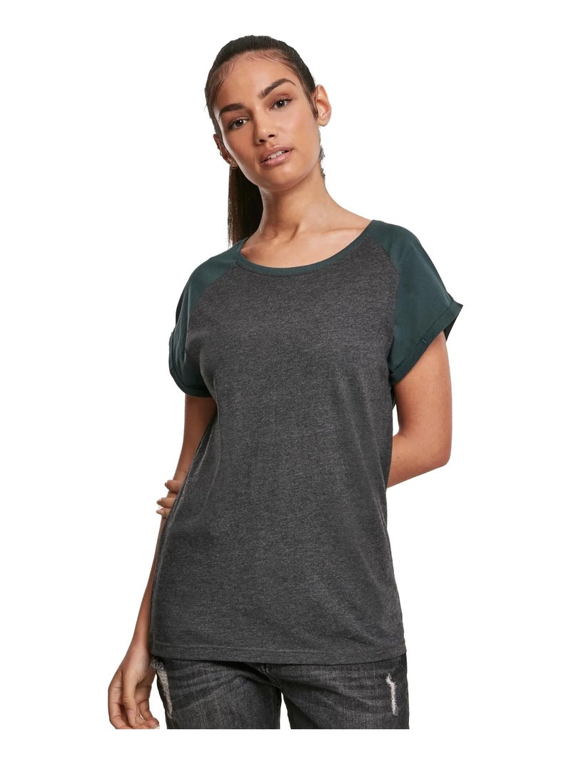 Urban Classics - T-shirt manches raglan motif/style Contrasté Gris foncé - Kiabi