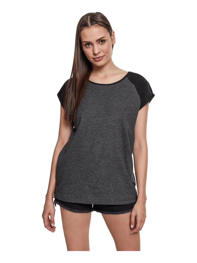 Urban Classics - T-shirt manches raglan motif/style Contrasté Gris Gris anthracite - Kiabi