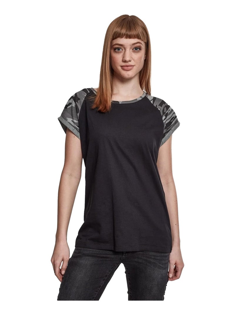 Urban Classics - T-shirt manches raglan motif/style Contrasté Noir - Kiabi