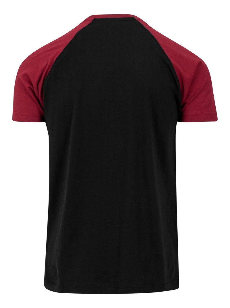 Urban Classics - T-shirt manches raglan motif/style Contrasté Noir Rouge - Kiabi