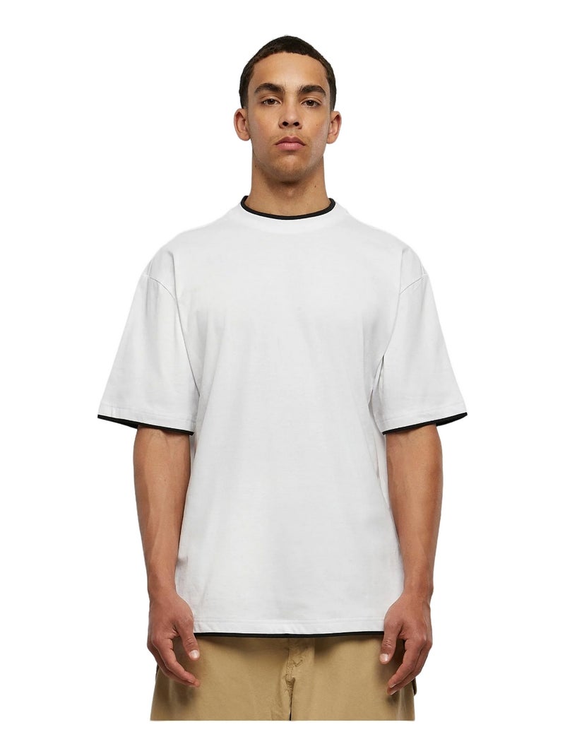Urban Classics - T-shirt motif/style Détail contrasté Blanc Noir - Kiabi