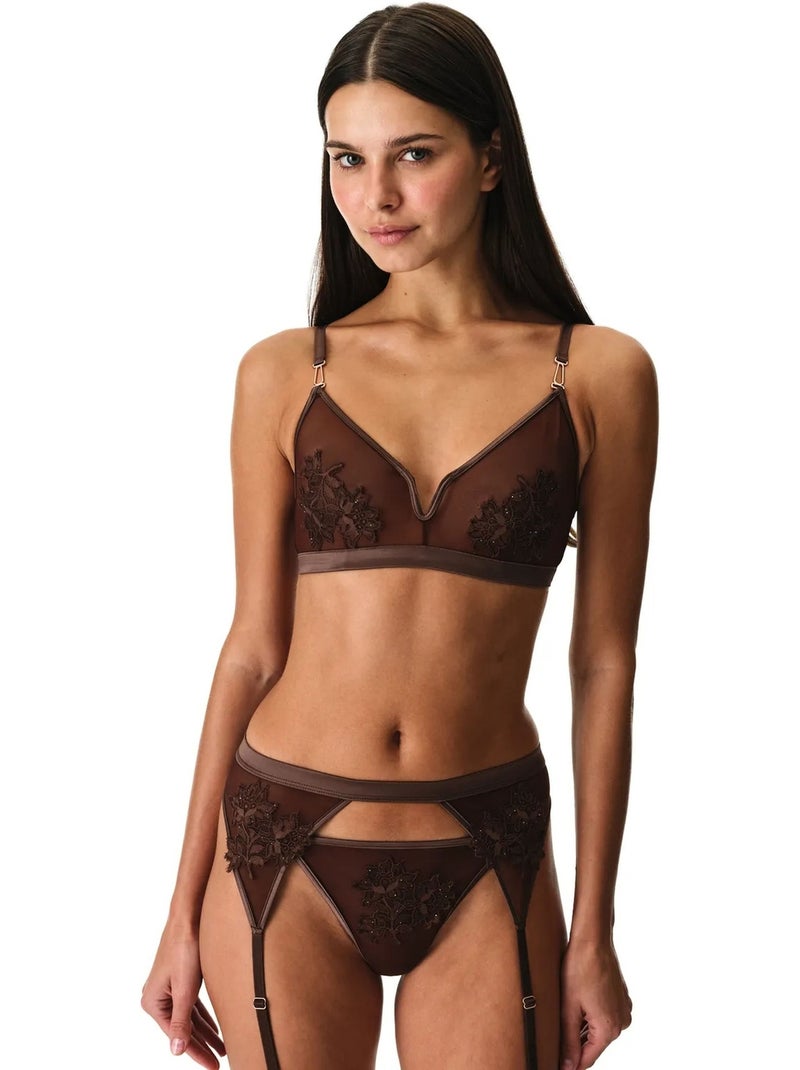 V soutien-gorge triangle sans armatures penti Marron - Kiabi