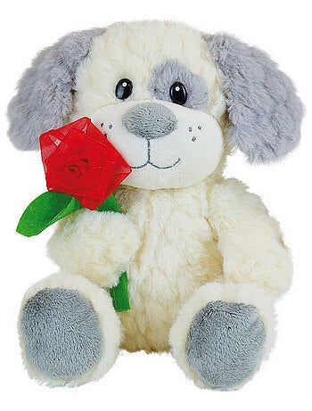 Valentin Chien Avec Fleur Peluche 25cm