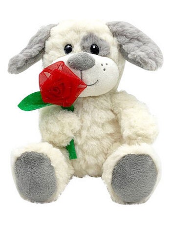 Valentin Chien Avec Fleur Peluche 25cm