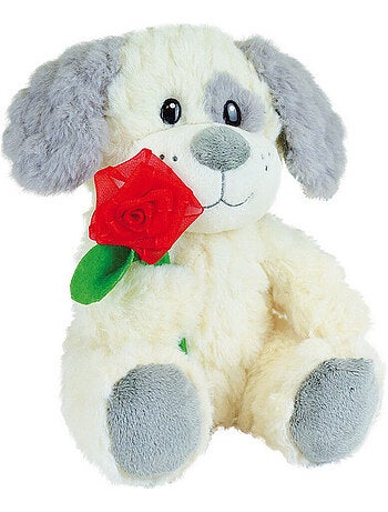 Valentin Chien Avec Fleur Peluche 25cm