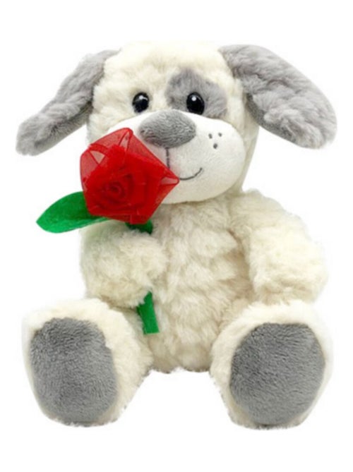 Valentin Chien Avec Fleur Peluche 25cm - Kiabi