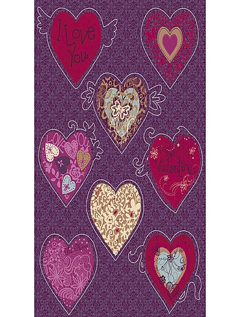 Valentine, Sticker mural 8 grands cœurs roses et violets - 50x70 cm