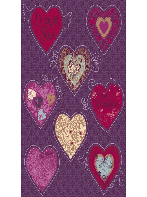 Valentine, Sticker mural 8 grands cœurs roses et violets - 50x70 cm - Kiabi