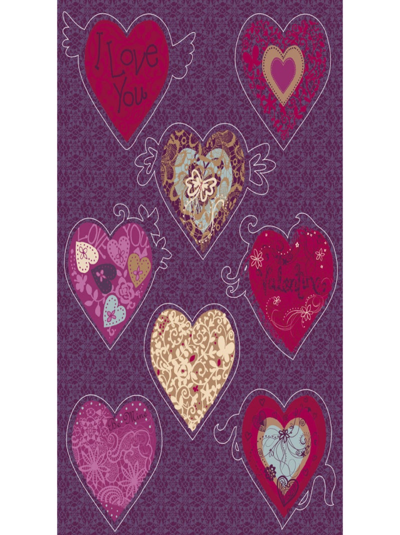 Valentine, Sticker mural 8 grands cœurs roses et violets - 50x70 cm Multicolore - Kiabi