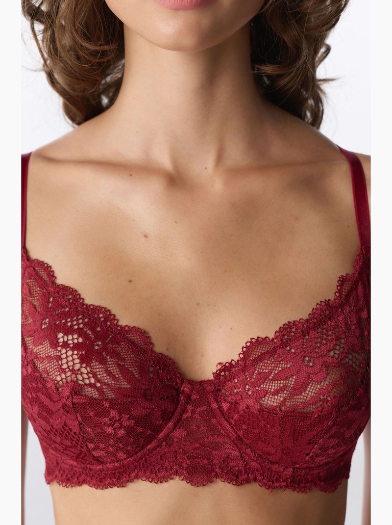 Valeria soutien-gorge en dentelle penti Rouge bordeaux - Kiabi