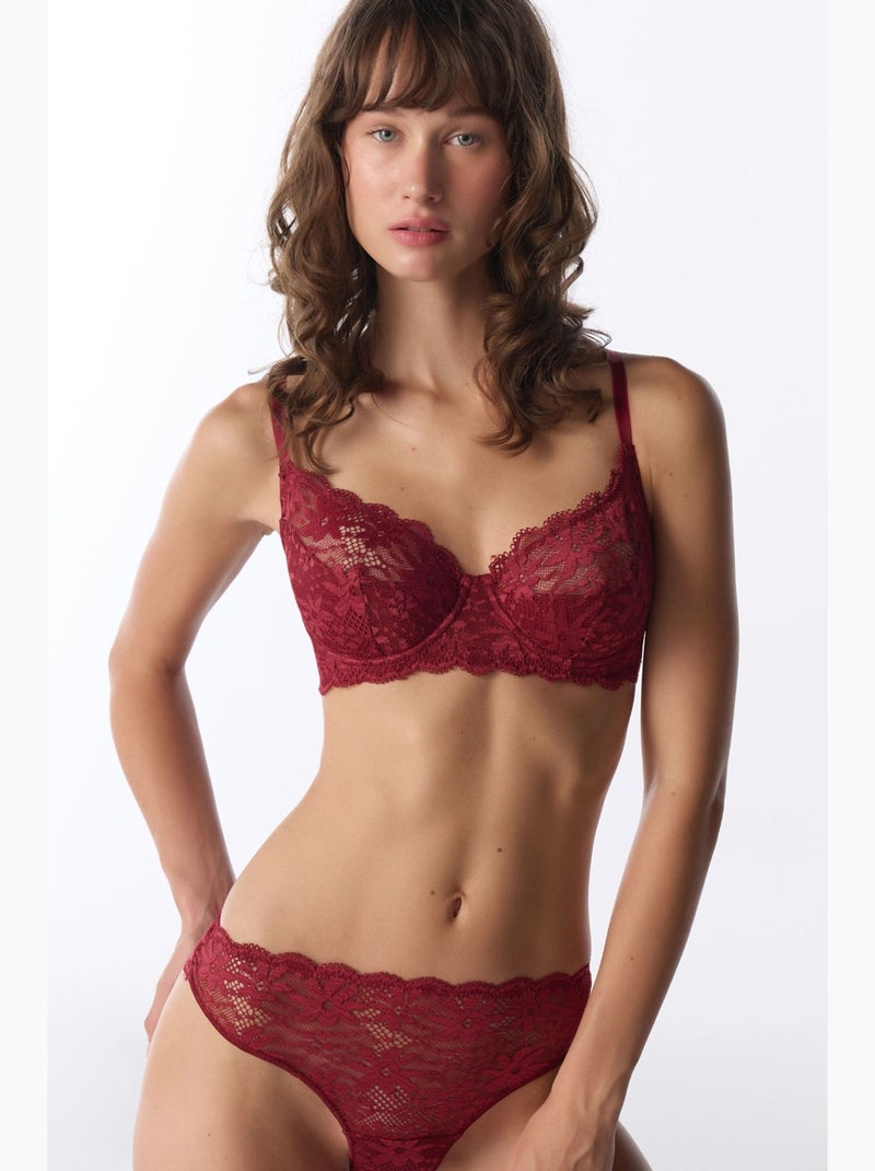 Valeria soutien-gorge en dentelle penti Rouge bordeaux - Kiabi