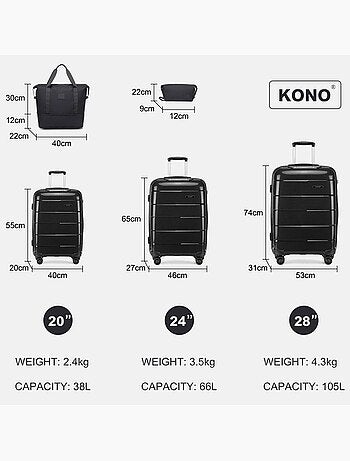 Valise - 55x40x21 cm pp 38 l tsa - kono