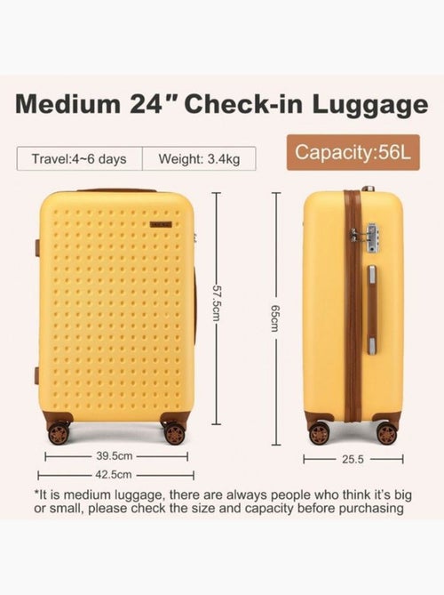 Valise - 65x42.5x25.5 cm, rigide abs + pc, 4 roues 360°, serrure tsa - kono - Kiabi Valise - 65x42.5x25.5 cm, rigide abs + pc, 4 roues 360°, serrure tsa - kono - Kiabi