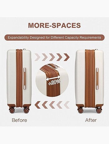 Valise - 65x43,5x25 cm, rigide abs, extensible, 4 roues 360°, serrure tsa - kono